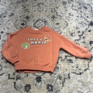 Zara Kids Super Mario Sweatshirt 2-3T Peach Crewneck Nintendo Yoshi Graphic Top